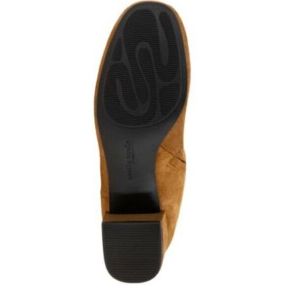 Gentle Souls by Kenneth Cole Knee High Tan Suede Leather Heeled Boot Zip Up - Picture 3 of 7